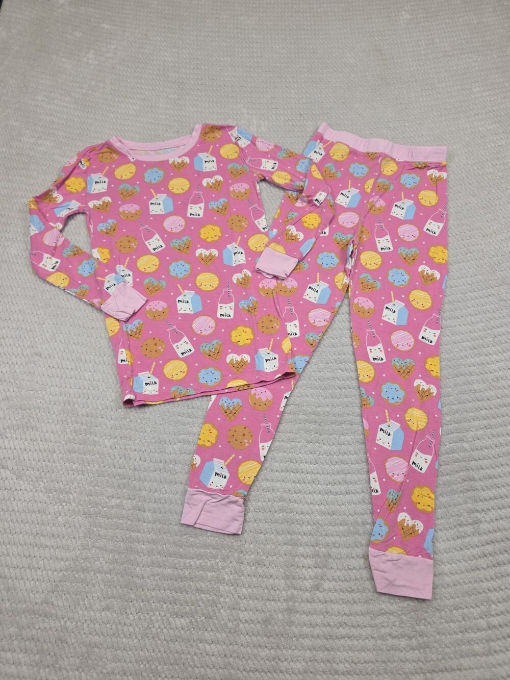 Little Sleepies Pajama Set Girls 7/8 Milk & Cookies 2 Piece Set